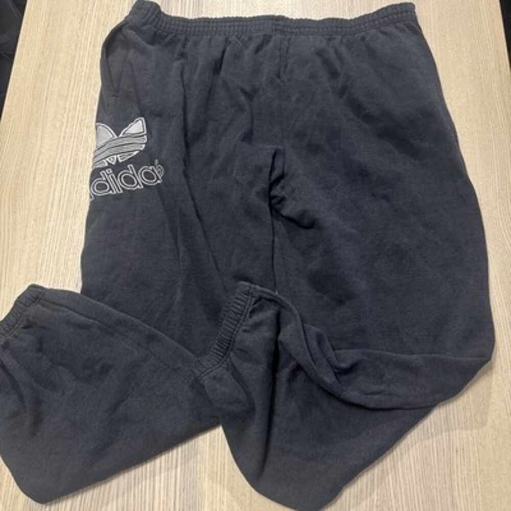 Y2K Adidas Vintage Faded Black Sweatpants White Logo